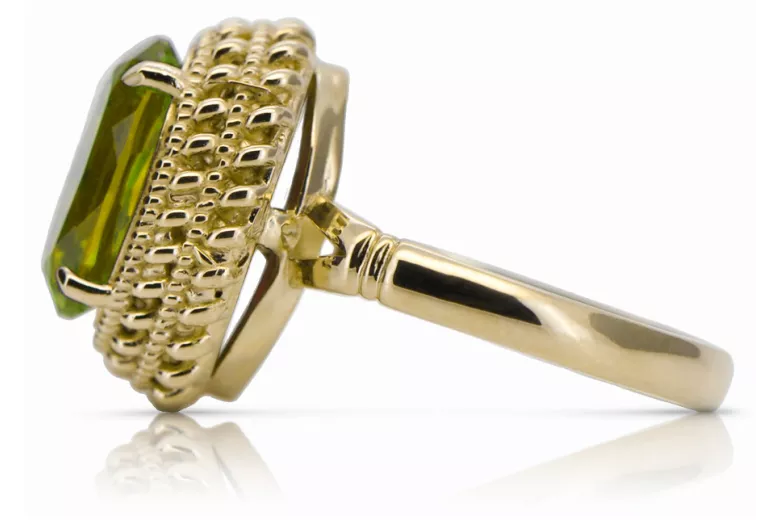 Aur galben 14K Peridot galben Inel Vintage Craft  vrc068y